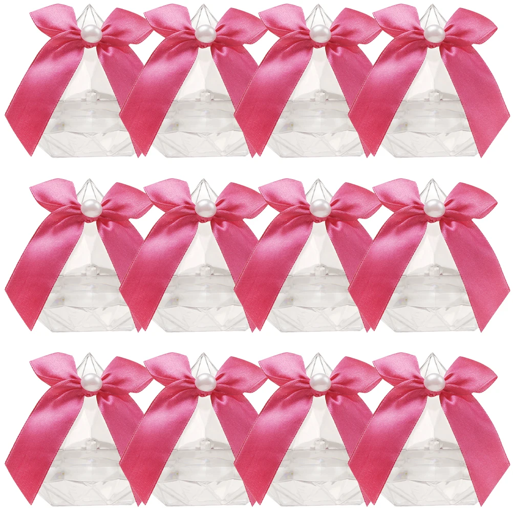 

12pcs Diamond Shaped Wedding Candy Box Party Favors Container Plastic Gift Boxes For Birthday Bridal Shower Engagement Sweets