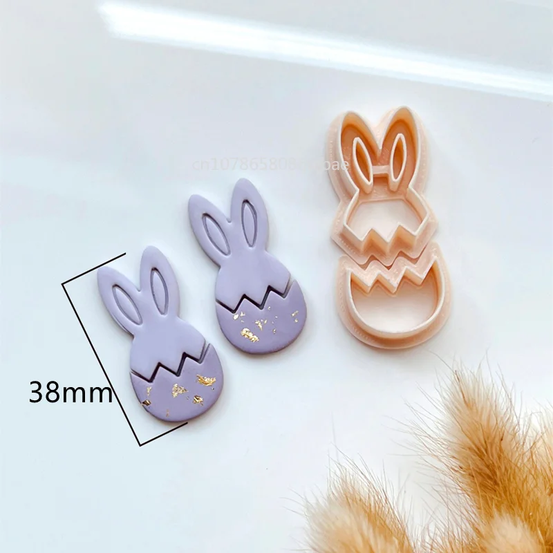 Easter Day Bunny Polymer Clay Caroon Floral Rabbit Cross Shaped Ceramic Pottery Clay Animal Mold Earring Jewelry Making Tools