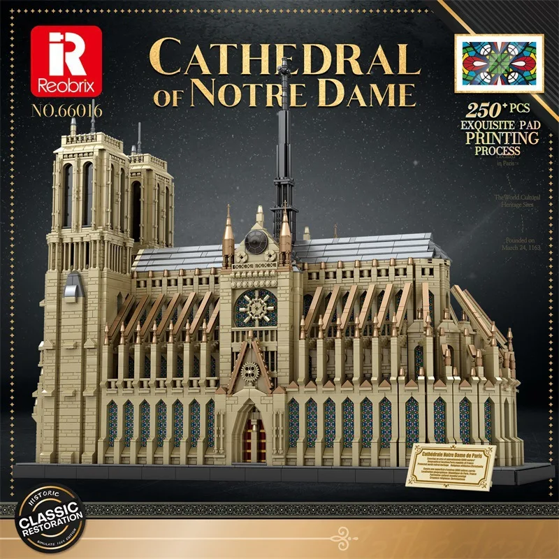 Notre-Dame kathedraal bouwstenen - gotische architectuur LEGO-stijl puzzel, Parijse landmark model voor geschiedenisliefhebbers