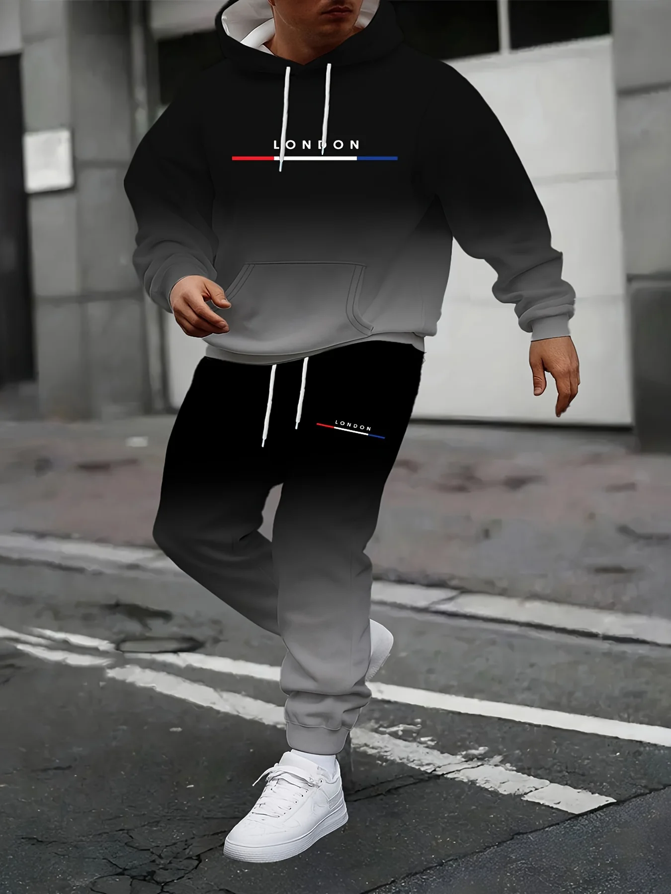 

Autumn and Winter Men Hoodie Set Men Casual and Sport Set Men Gradient Hoodie Pants Set Quick Drying and Breathable Hoodie Set