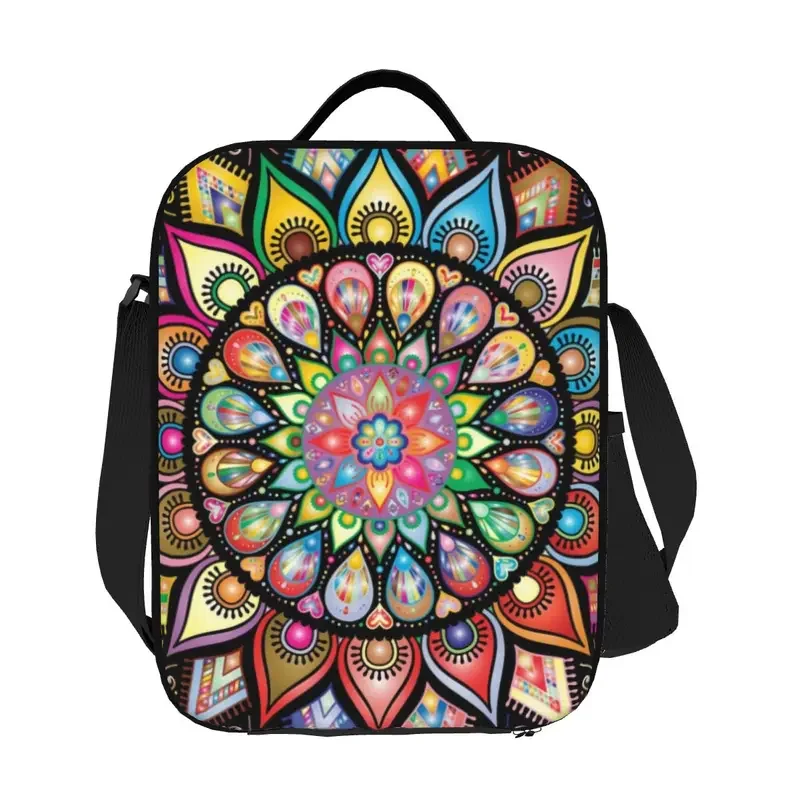 Colorfulmandala Geïsoleerde Lunchtassen Voor Schoolkantoor Boeddhisme Bloem Lekvrij Thermisch Koeler Lunchbox Vrouwen Kinderen