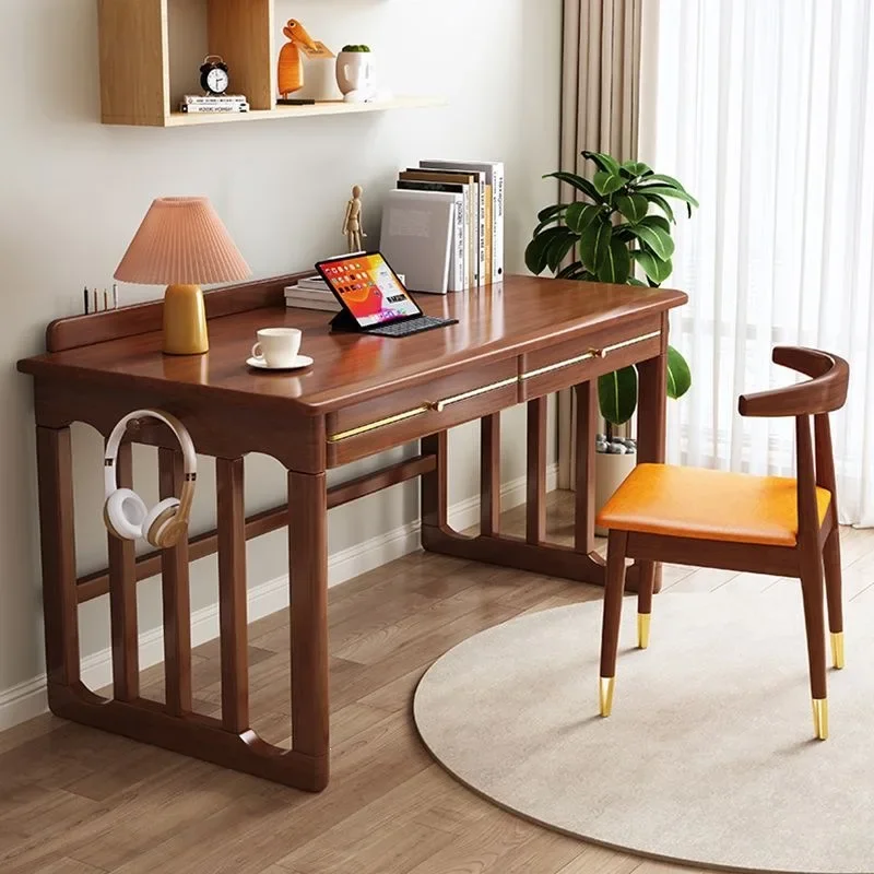 DSA black all solid wood desk household simple modern writing table student study adult desk bedroom computer desk