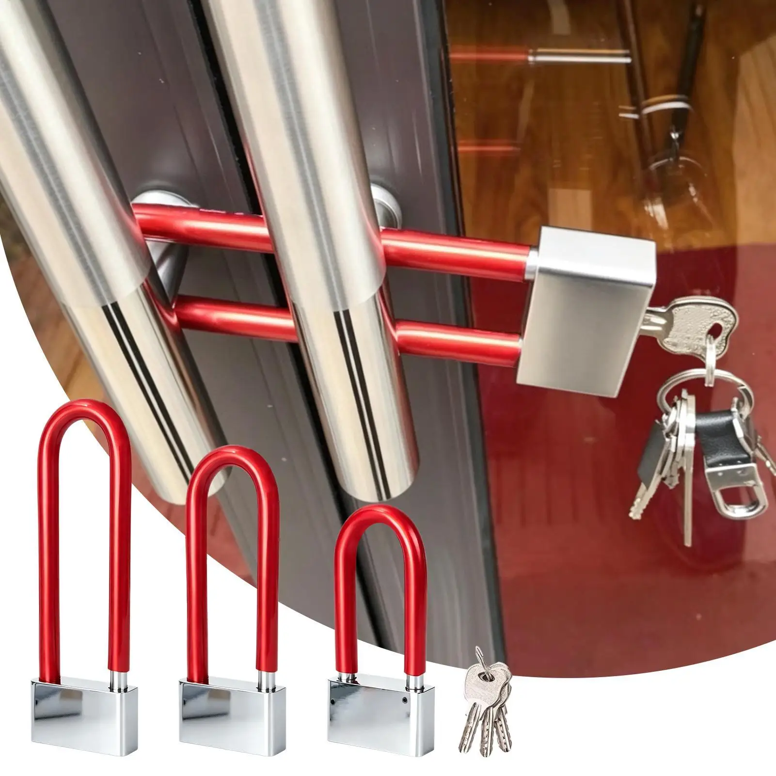 Long Lock Heavy Duty Waterproof Security Shed Padlock with Keys Long Shackle Lock for Bike Motorcycle Scooter Gate Door Fence