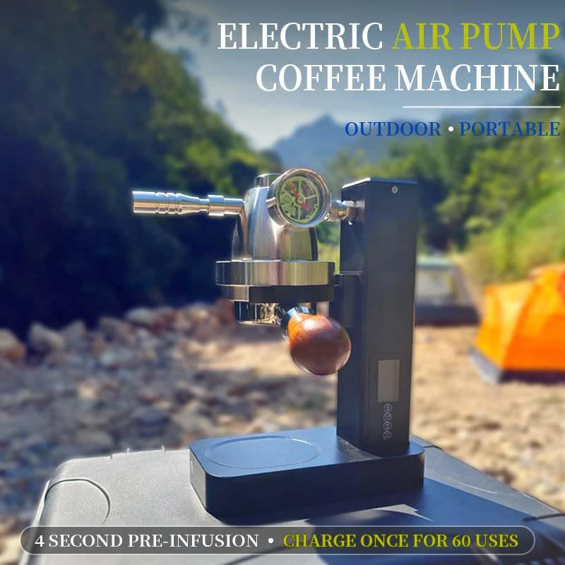 Portable Electric Pneumatic Coffee Machine For Car & Home Camping 58mm Portafilter Espresso Coffee 60 Cups Wireless Coffee Maker