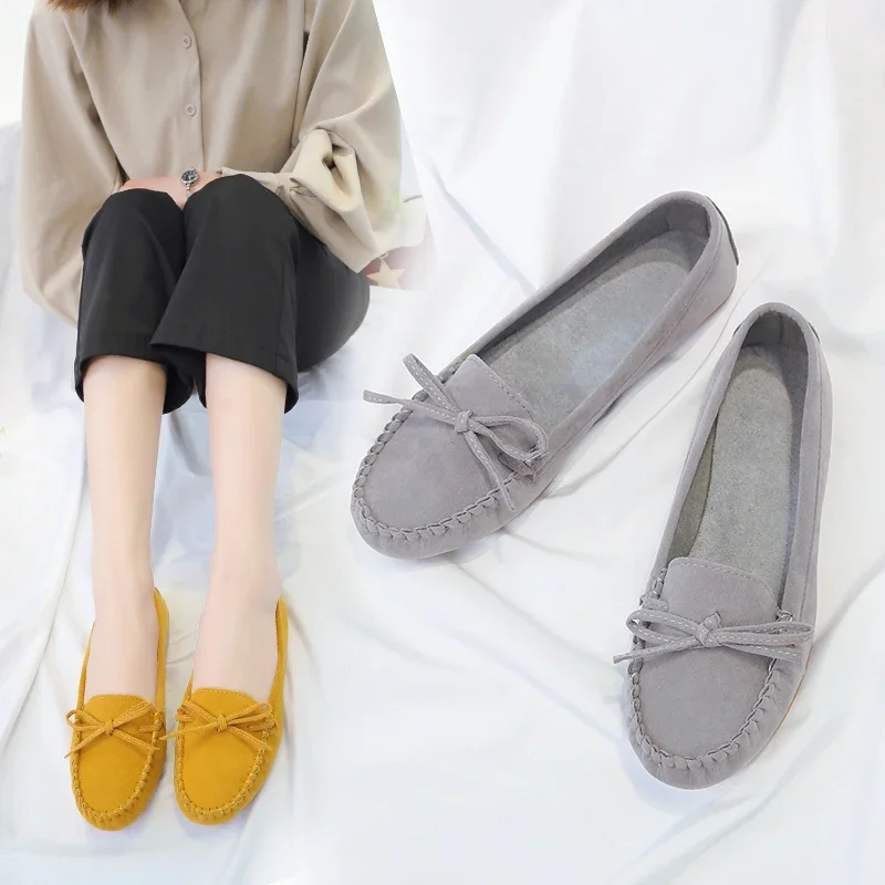 Modische Damen-Slipper mit Rundzehe und Schleife, Weiche Sohle, Slip-On Mokassins, Tägliche Freizeitschuhe – Detail 4