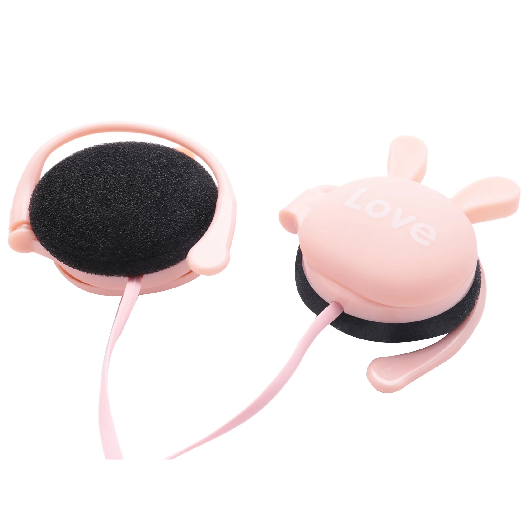 Cartoon Rabbit Ear Hook Wired Earphone Sport Running Stereo Headphones Children Girl Headset For Mobile Phone