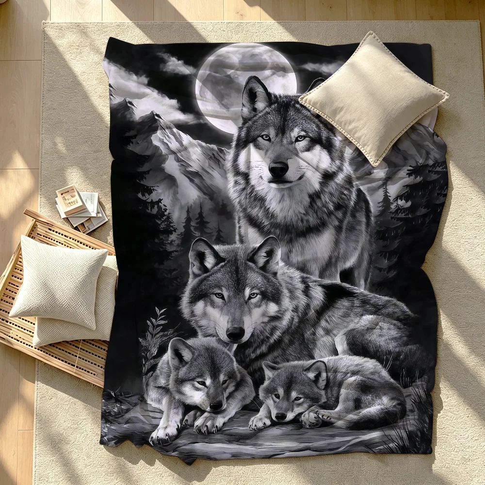 The Wolf Pack Personality Blanket Soft Warm And Thick Perfect For Bedroom Living Room Bed Sofa Camping Picnic Office Gift