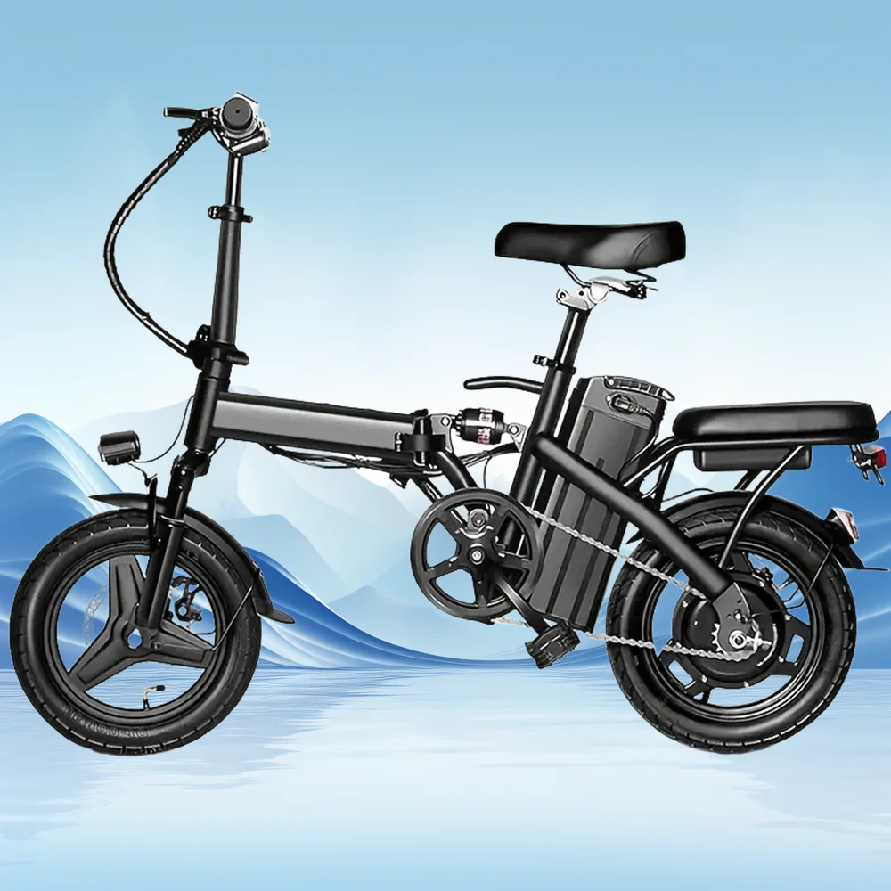 

Adults Electric Bicycle, 14" Folding Electric Mountain Bike 450W Peak Motor Ebike 19Mph 21Miles 10.4AH Electric E Bike for Adult