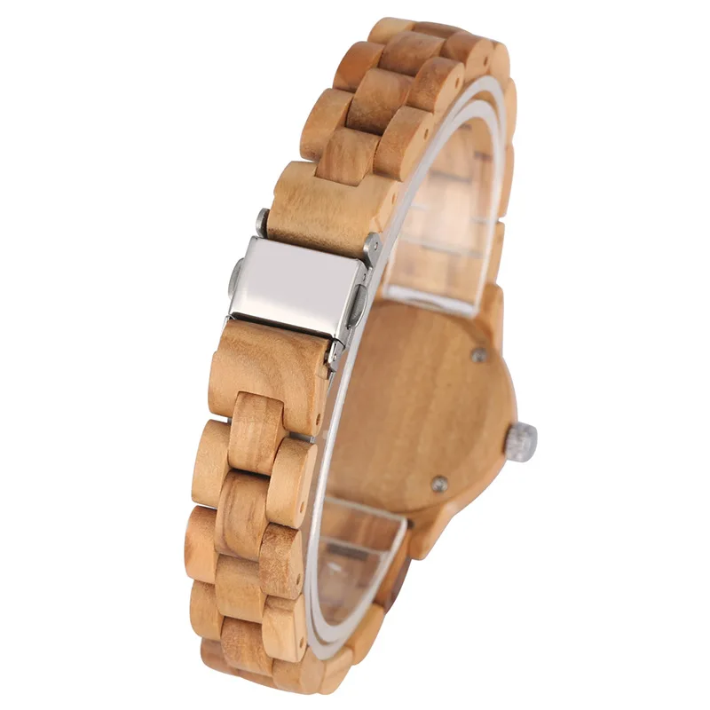 Women Beech Wood Quartz Watch Wooden Case Strap Band Orologio Simple Vintage Small Dial Clock Ladies Sandalwood Reloj Wristwatch