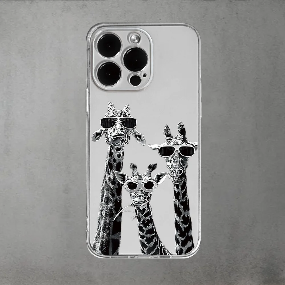 

Giraffe design phone case suitable for iPhone 17 16 15 14 13 12 11 Pro/Max/Plus transparent anti drop back cover