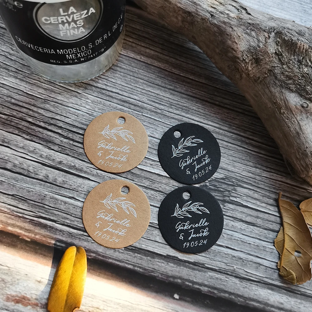 BY59-Free Postage 35mm Kraft/Black Paper Label Customize Your Name And Date With Love  Wedding Gift White Label Products