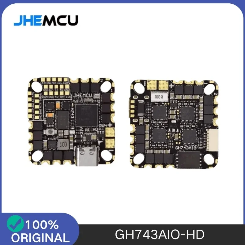 

JHEMCU GH743AIO-HD F743 Flight Controller with ICM-42688 Gyro & AM32 40A/50A 4in1 ESC, 3-6S for FPV Cinewhoop Freestyle Drone