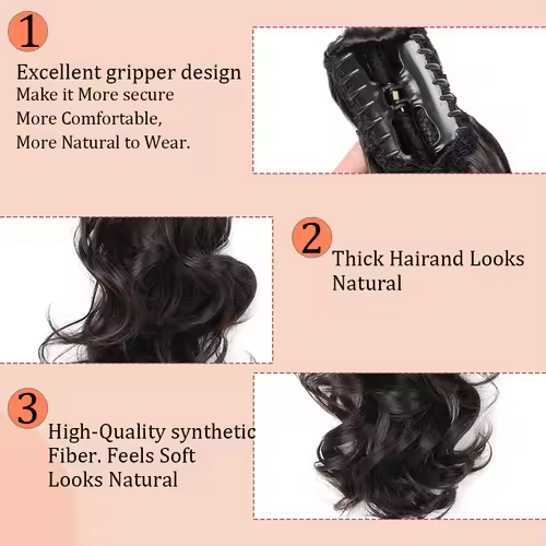 Claw Clip Ponytail Extension 18"&24 Clip in Wavy Synthetic Ponytail Hair Extensions Long Pony Tails for Women Extensions - Image 4