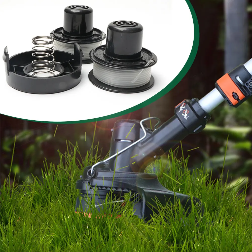 Spool and Cap Combo Replacement String Trimmer Spool Line with Spool Cap Covers and Spring Weed Eater Spool for Black and Decker