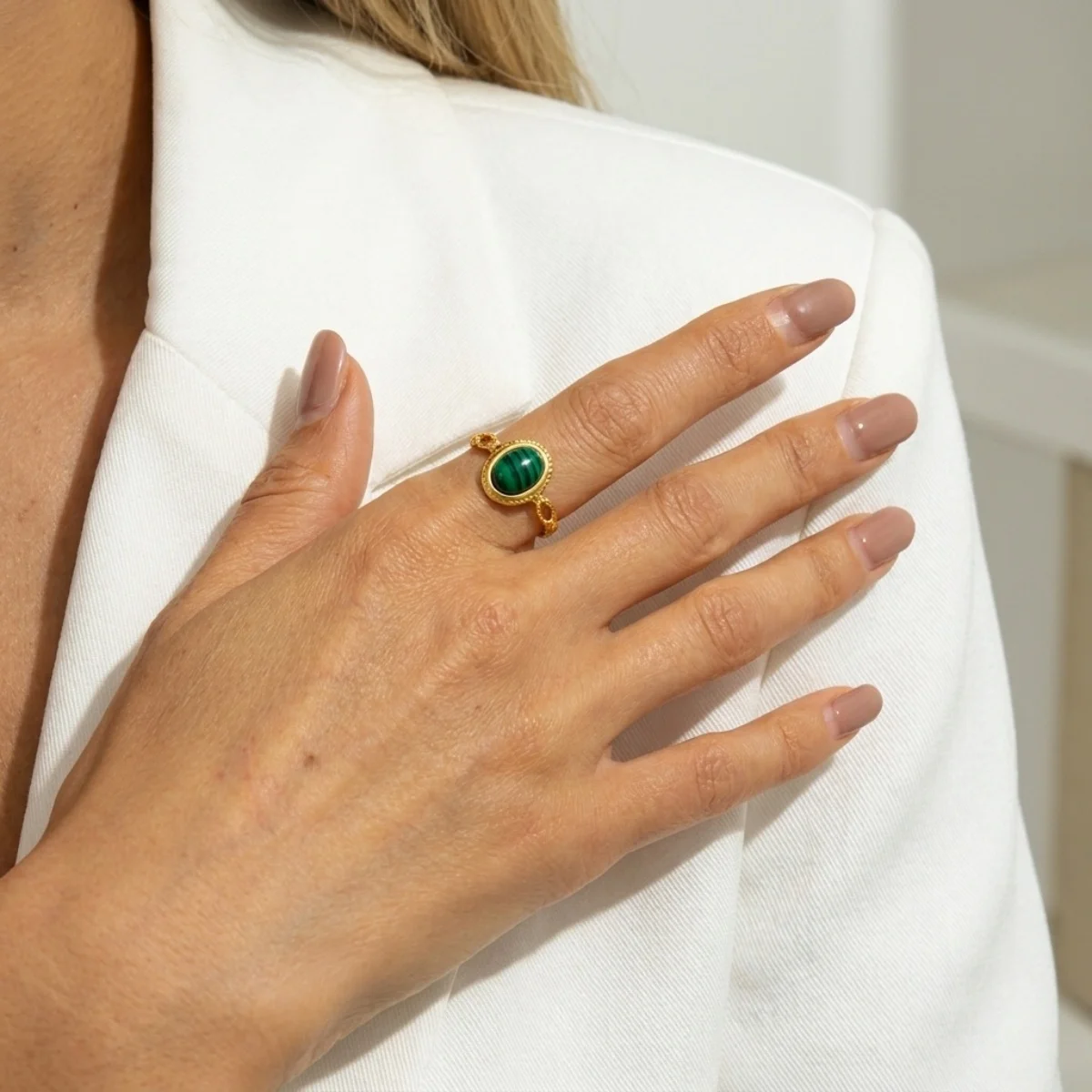 Retro-Ringe mit unregelmäßigem Lava- und Tigerauge-Stein für Damen und Herren, Edelstahl, geometrische Textur, Fingerring, ästhetischer Schmuck – Detail 21