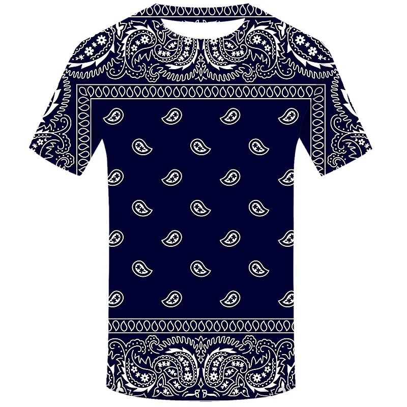 Fashion Bandana Graphics T Shirts Summer Trend Short Sleeve Mens 3D Printed T-shirts Casual Streetwear Oversized Cool Tees Tops