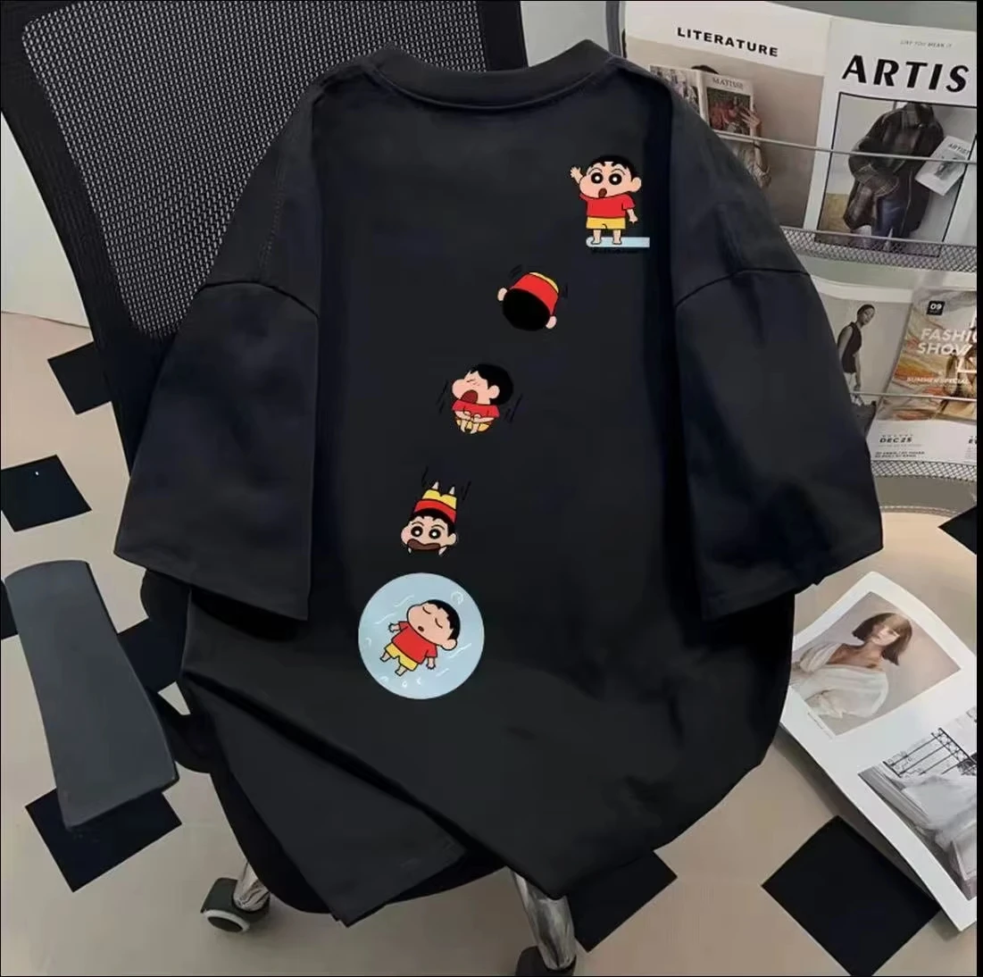 New Crayon Shin Chan Hip Hop Graphic Print Multicolor Cotton Round Neck T Shirt Unisex Fitness Outdoor Casual Streetwear Tops