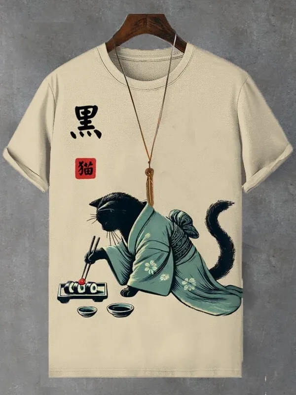 Men\'s Animal Funny Cat Printed T Shirt Short Sleeve Tee Tops 3D Print O-Neck Shirts Party Summer Casual Men\'s Clothing Apparel