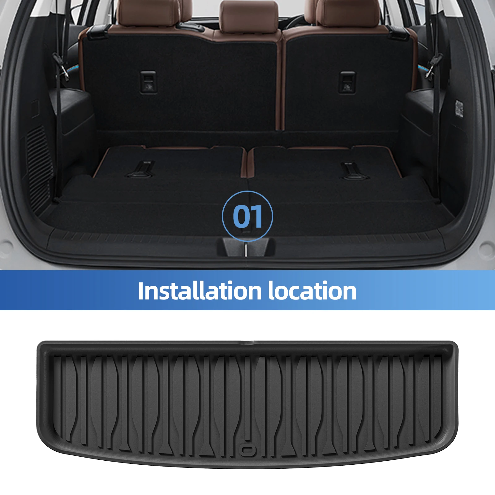 LUCKEASY Right Drive for BYD M6 2024-2026 7Seater TPE 3D Car Floor Mats Cargo Liner Trunk Pad All-Weather Accessories Black