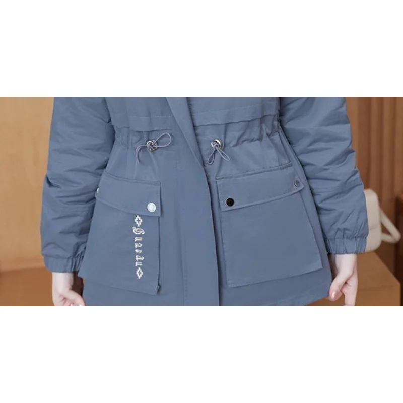 2023 New Women Winter Padded Parker Jacket Extra Fleece Warm Hooded Parkas  Leisure Work Attire Outwear Shortie Lace Overcoat