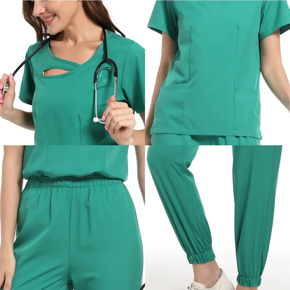 Uniformes cirúrgicos mulher enfermagem enfermeria define calças superiores artigos uniforme médico esfrega salão de beleza clínico ternos hospitalar