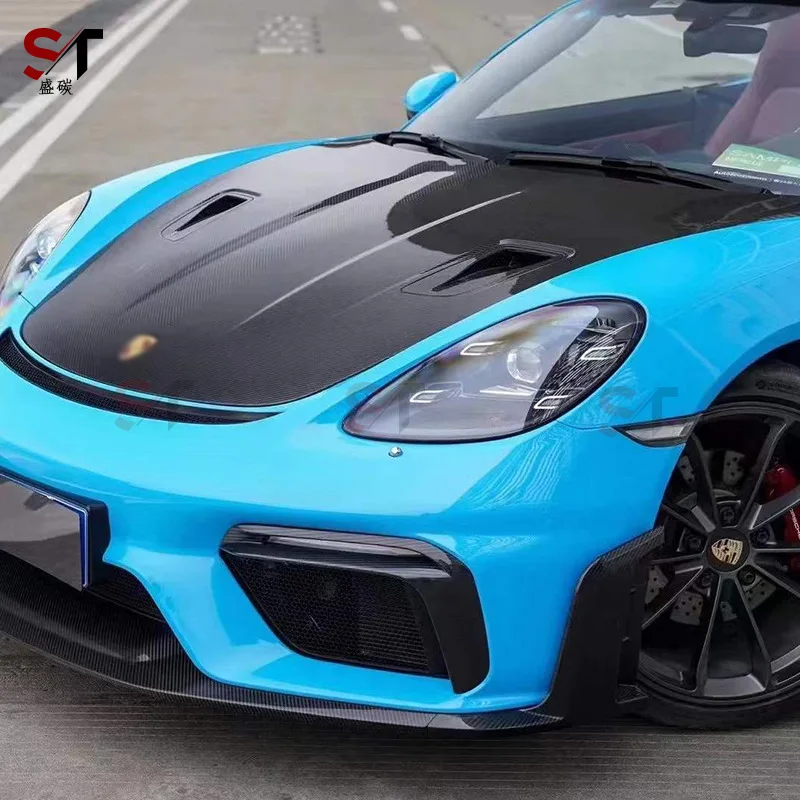 Odpowiedni do Porsche 718 981 Pokrywa z Włókna Węglowego GT4RS Maska Przednia Retrofit Otoczona