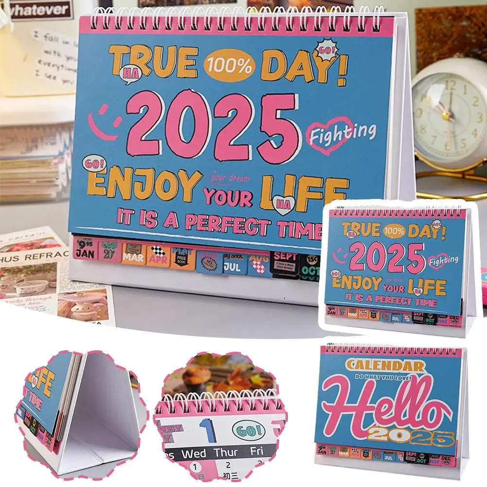 Desktop Calendar Self-Probe Punch Card, para fazer a lista Planner, Casa e material de escritório, K2b1, 2025