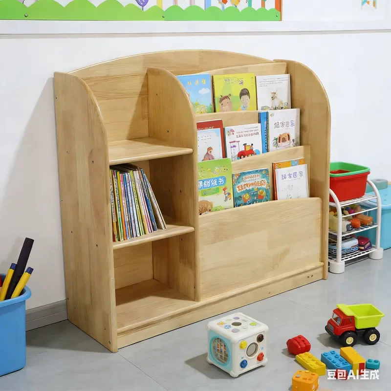 Solid Wood Kids Storage Cabinet Baby Furniture Organizer Rack Safe Nursery Shelf for Home School Mall Use Multi Functional
