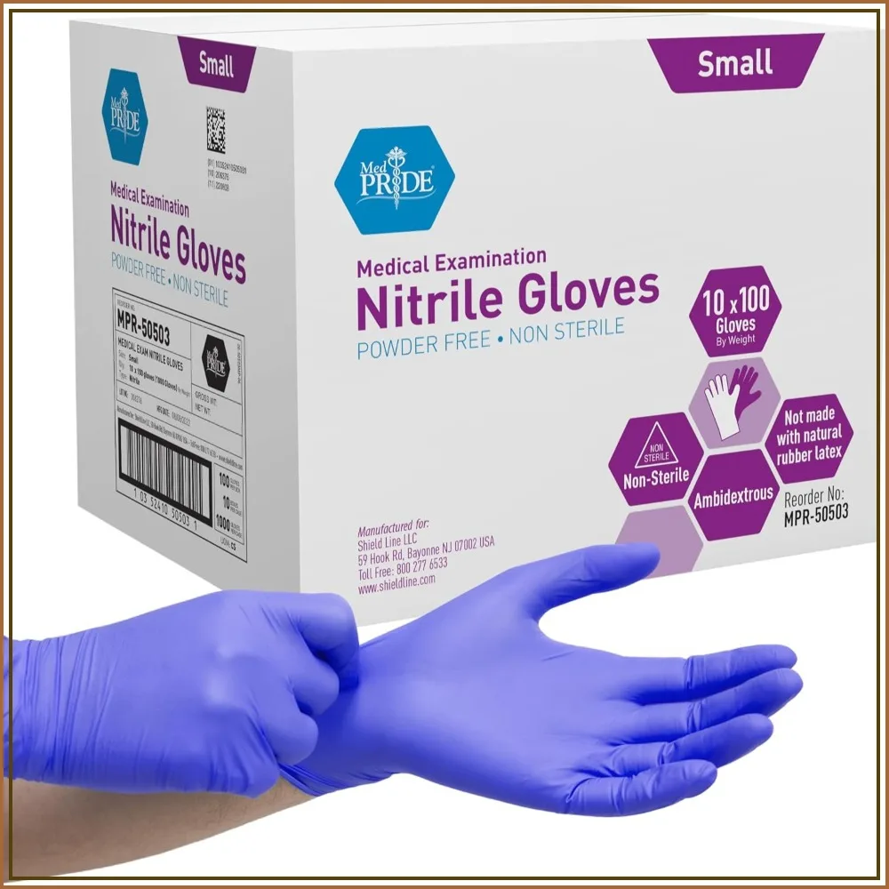 

Premium Nitrile Exam Gloves, Small, 1000 Count Bulk Pack, Latex-Free, Textured Fingertips, Blue