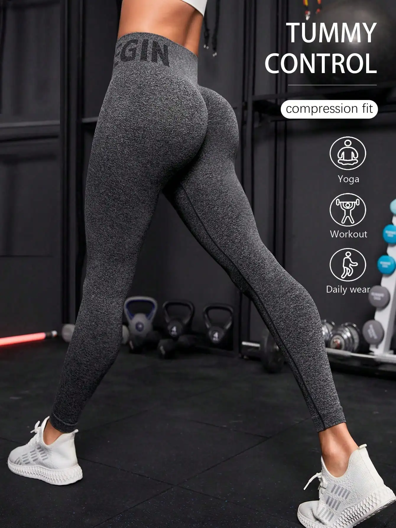 Seamless letter peach yoga pants, hip lifting yoga clothes, tight fitting high waisted sports and fitness pants for women