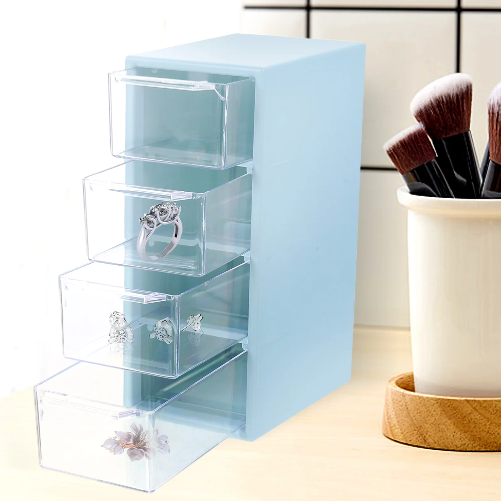 

Multi layer Storage Box Transparent Drawer Type for Keys Lipsticks Jewelry Cards ganizers Home School Dormitory Supply Plastic