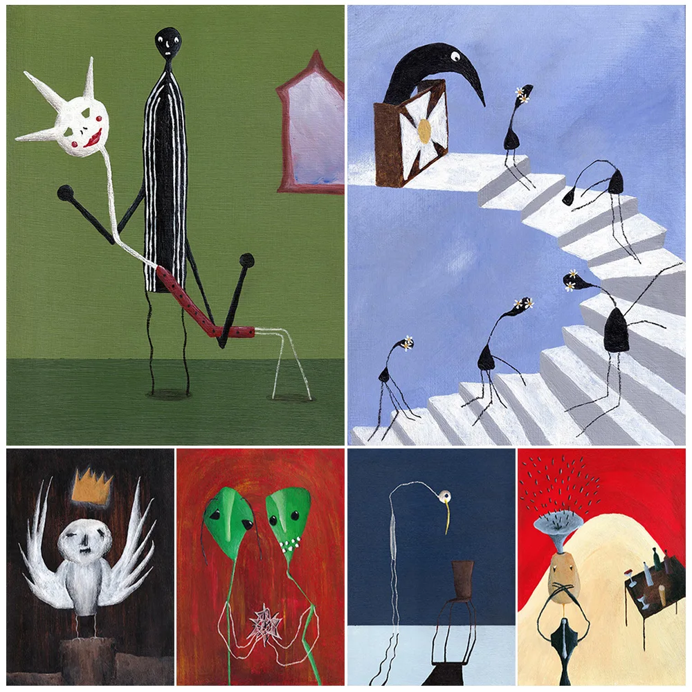 

Grotesque And Twisted Monsters,Abstract Wall Art Canvas Painting,Gothic Horror Fantasy Art,Poster And Print Home Decor Unframed