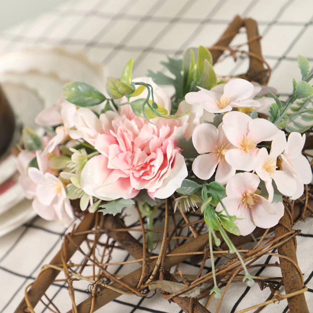 

Premium Camellia Flower Wreath Wedding Door Hanging Garland Home Decorative Pendant Silk Rattan Handmade Non-Allergenic