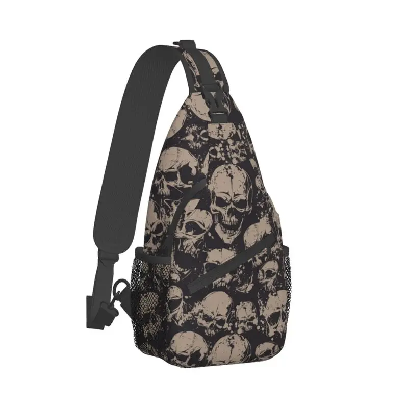 Mochila gótica de esqueleto de terror para hombres, bolso de pecho cruzado con Honda de calavera de muerte, mochila de hombro de moda para senderismo