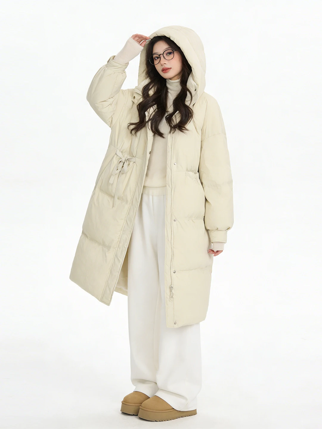 

Корейская свободная удлиненная куртка с капюшоном и воротником-стойкой, женская зимняя новая теплая универсальная верхняя одежда, удобный прямой крой