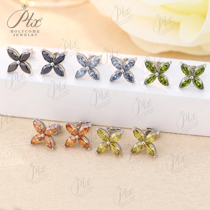 

Moissanite Diamond Horseshoe Four-Leaf Clover Stud Earrings 925 Silver VVS1 Simple Classic Women Girl Jewelry Advanced Jewelry