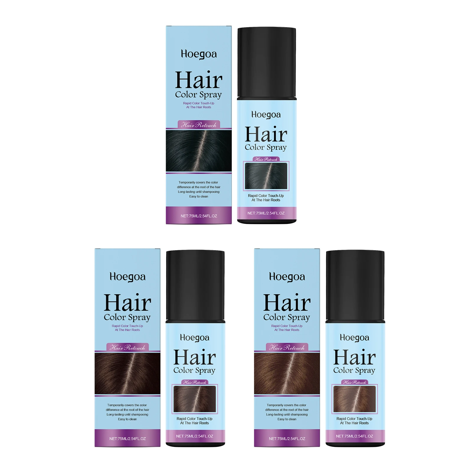 Temporary Hair Coloring Spray One-Time Hair Color Covering White Gray Hair Hairline Dye Lasting Coloring Black Hair Dye Spray