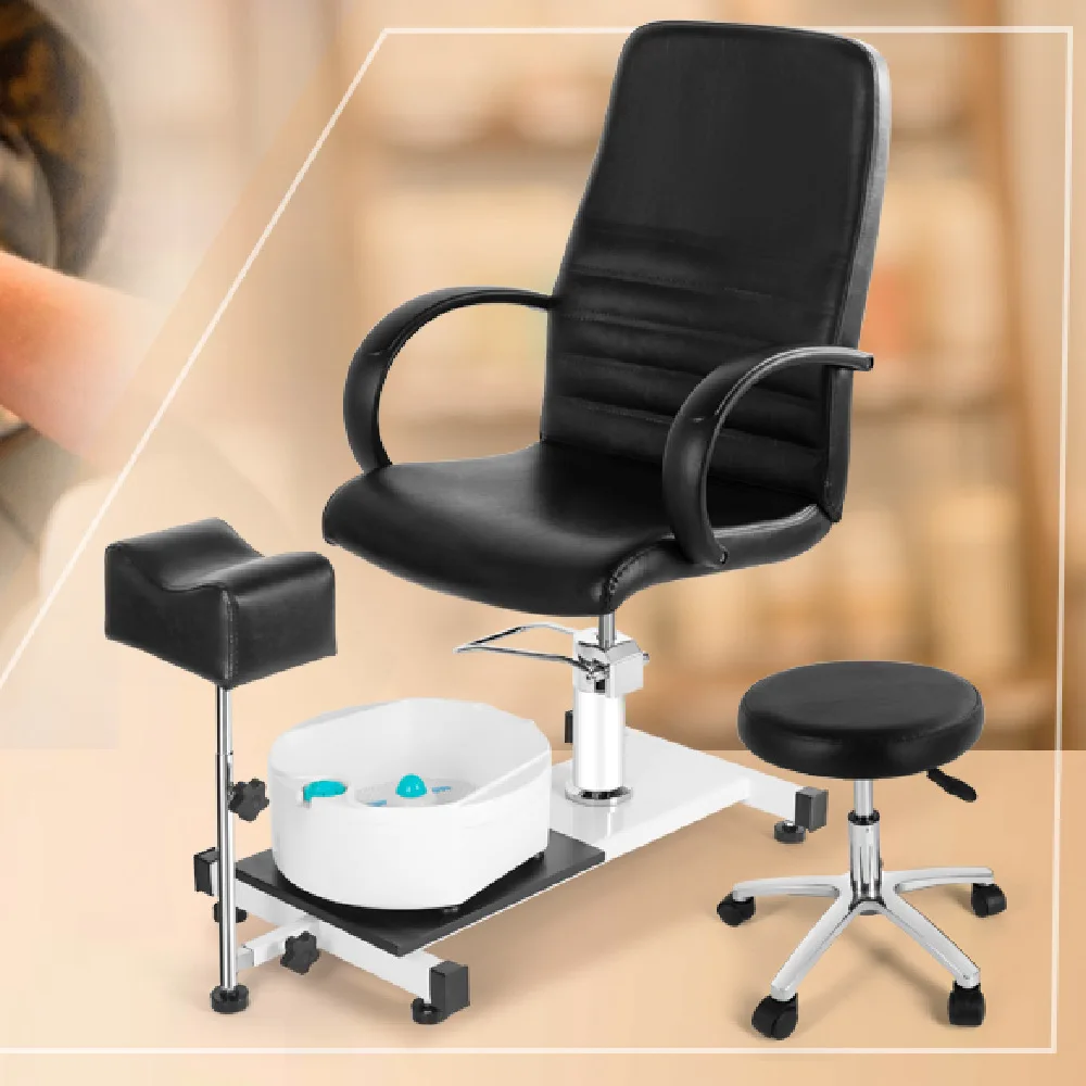 

Hydraulic Swivel Pedicure Chair with Massage Basin Aluminum Alloy Spa Message Chair for Outdoor Bedroom Hotel Use Hot Sale