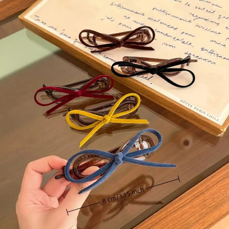 Velvet Bow Hair Clips Twist Clamp For Women Hair Claw Back Head Updo Elegant Hairpin Hair Accessories Female Headwear