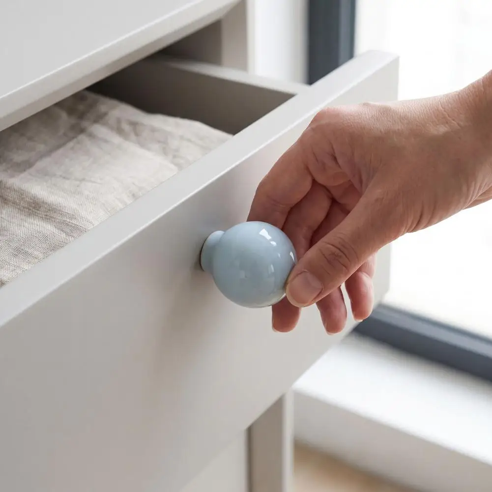 Round Cupboard Handles Colorful Ceramic Ball Knobs Modern Round Drawer Pulls Stylish Cabinet Handles for Wardrobes Furniture