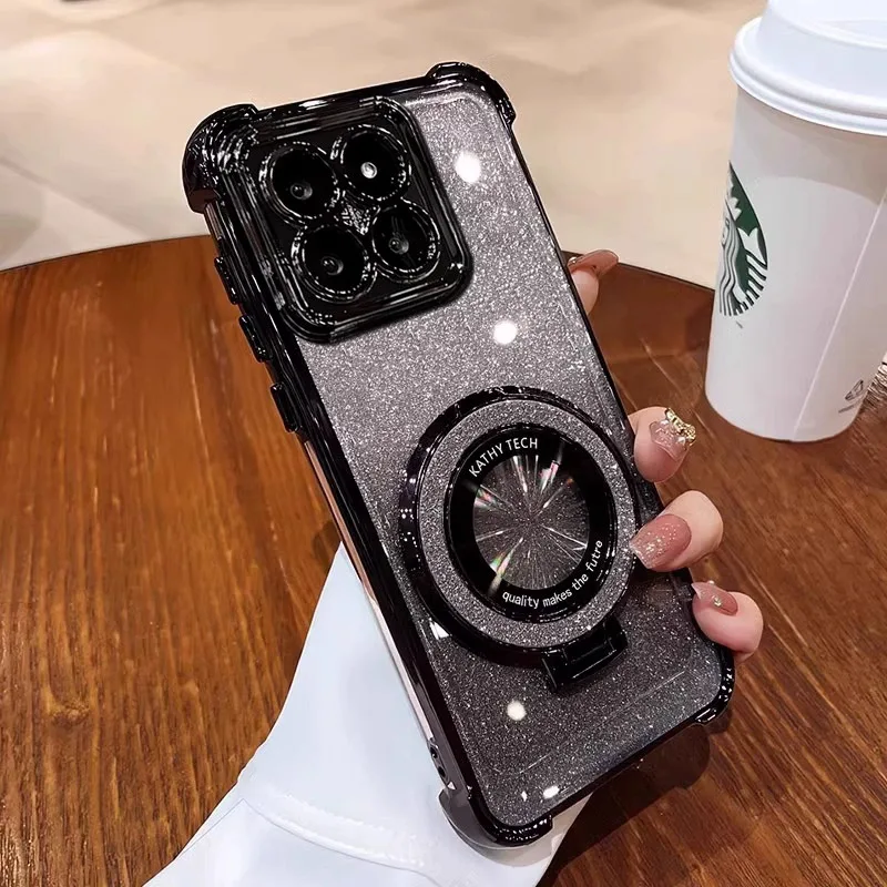 Glitzernde Stoßfeste Magnetische Handyhülle für Xiaomi Redmi 15 15C Note 15 13 Note 14 Pro Plus 13X 13C 14C 4G 5G mit Standfunktion