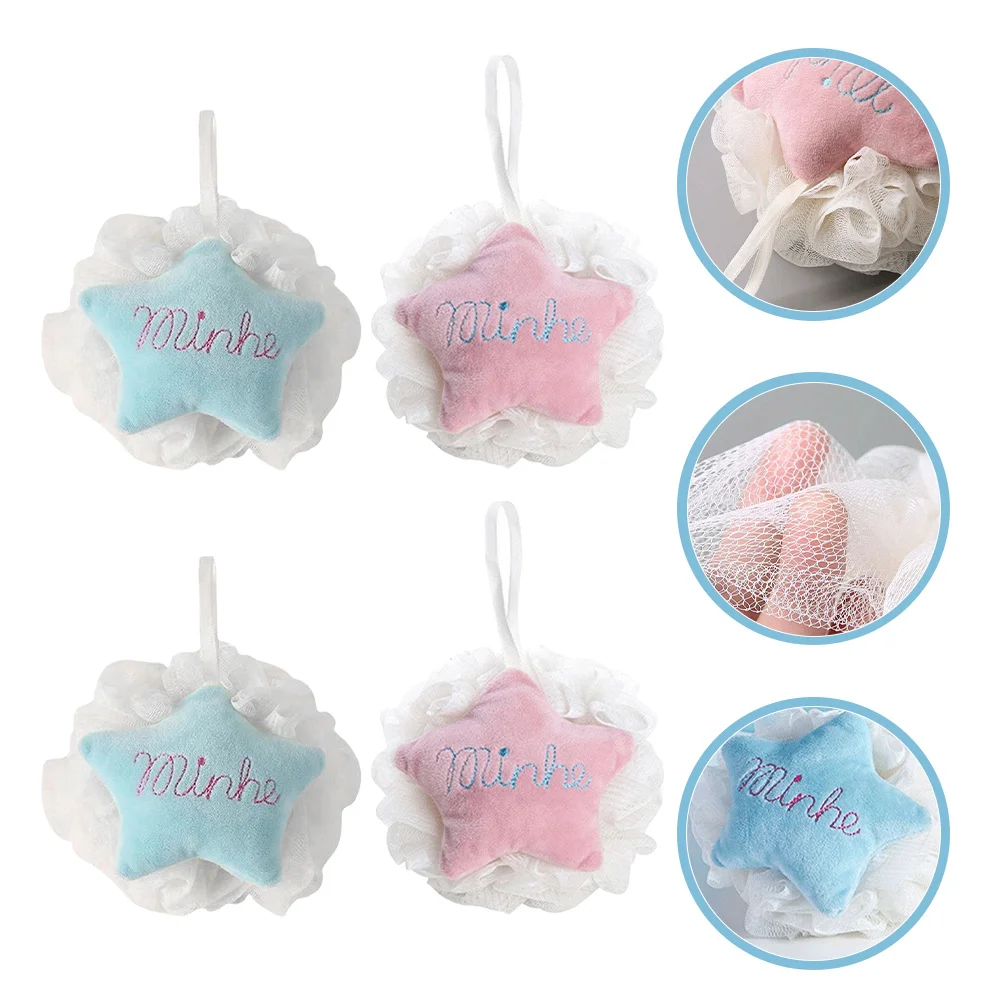 

4Pcs Cartoon Bath Skin Scrubber Soft Foam Shower Ball Back Scrubber Exfoliating Bath Cleaning Shower Accessories