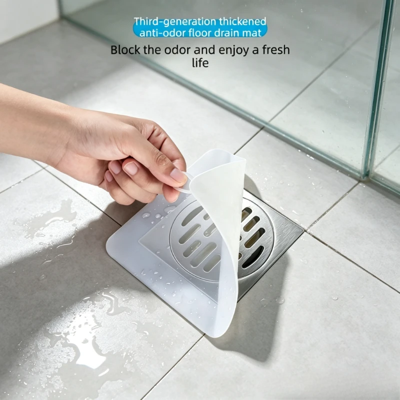 Bathroom Silicone Anti Odor Floor Drain Pad Sewer Filter Sealing Cover Waterproof Deodorant Mat for Household Cross Border Use