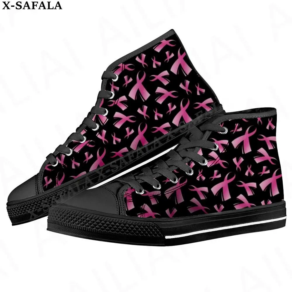 Breast Cancer Awareness Men Vulcanized Sneakers High Top Canvas Shoes Classic Brand Design Men Flats Shoes Lace Up Footwear-6