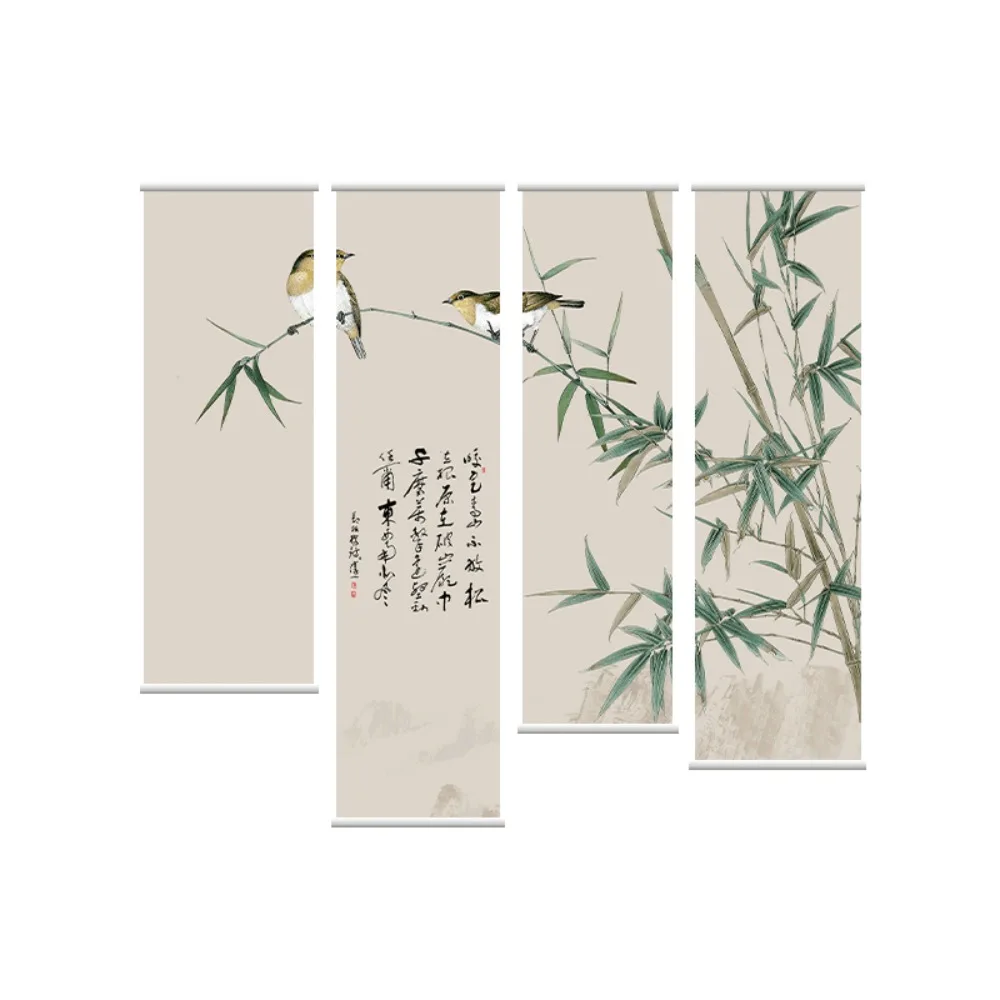 Guofeng calligraphy hanging yarn hanging painting new Chinese semi-transparent yarn silk juan calligraphy and painting
