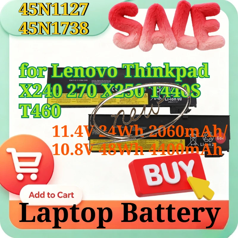 45N1127 45N1738 11.4V 24Wh 2060mAh/10.8V 48Wh 4400mAh Rechargeable Li-ion Battery for Lenovo Thinkpad X240 270 X250 T440S T460