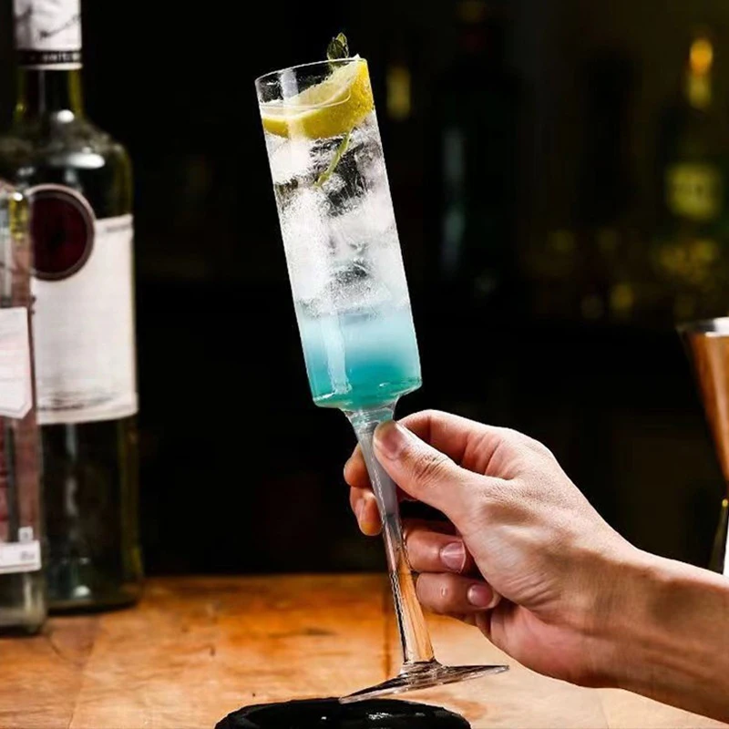 6OZ Champagnerglas-Cocktailbecher, Champagnerglas, Rotweinglas, Plastikbecher mit abnehmbarem Gewinde, hoher Fußbecher, Getränkebecher