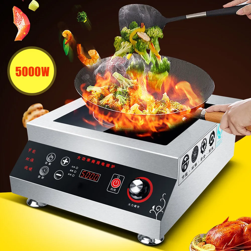 5000W Induction Cooker Desktop High Power Stir-Fry Canteen Hotel Appointment Timing Cooktop Commercial