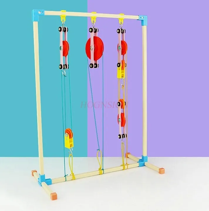 1set small production experiment frame, movable pulley, fixed pulley, children's toy model,DIY technology for pulley system,