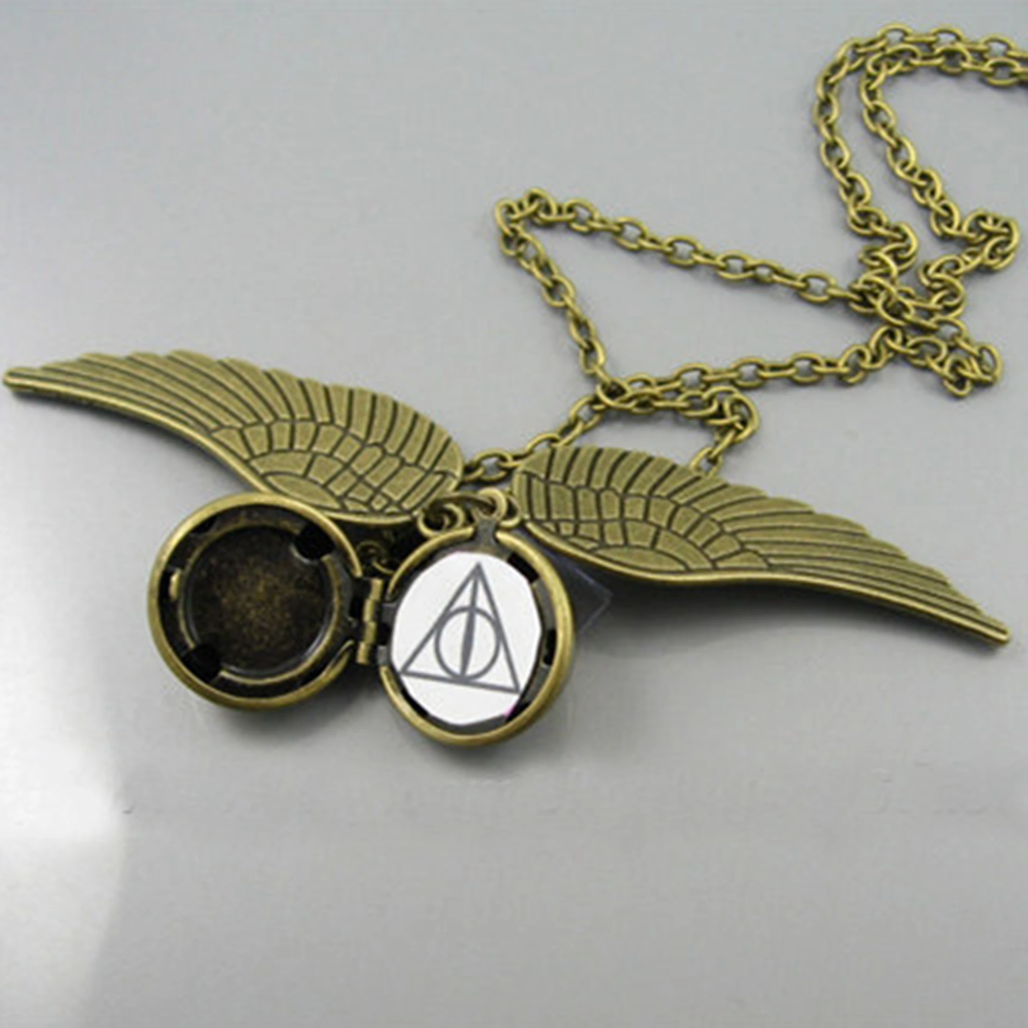 12pcs Steampunk HP Golden Snitch Necklace,With Death Hallows Silver Tone